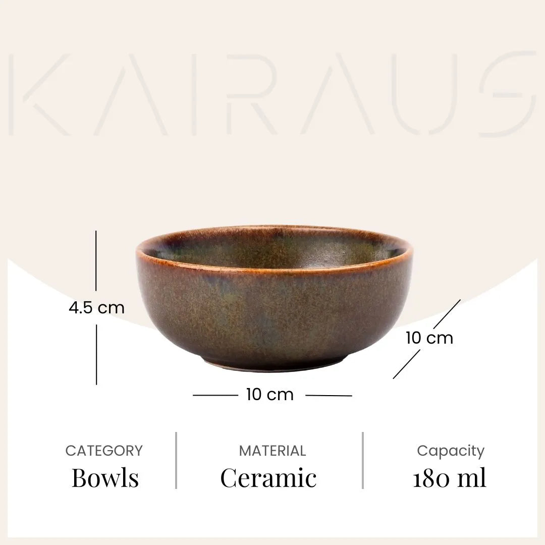 Stylish Brown Glossy Ceramic Bowl (Set of 4)