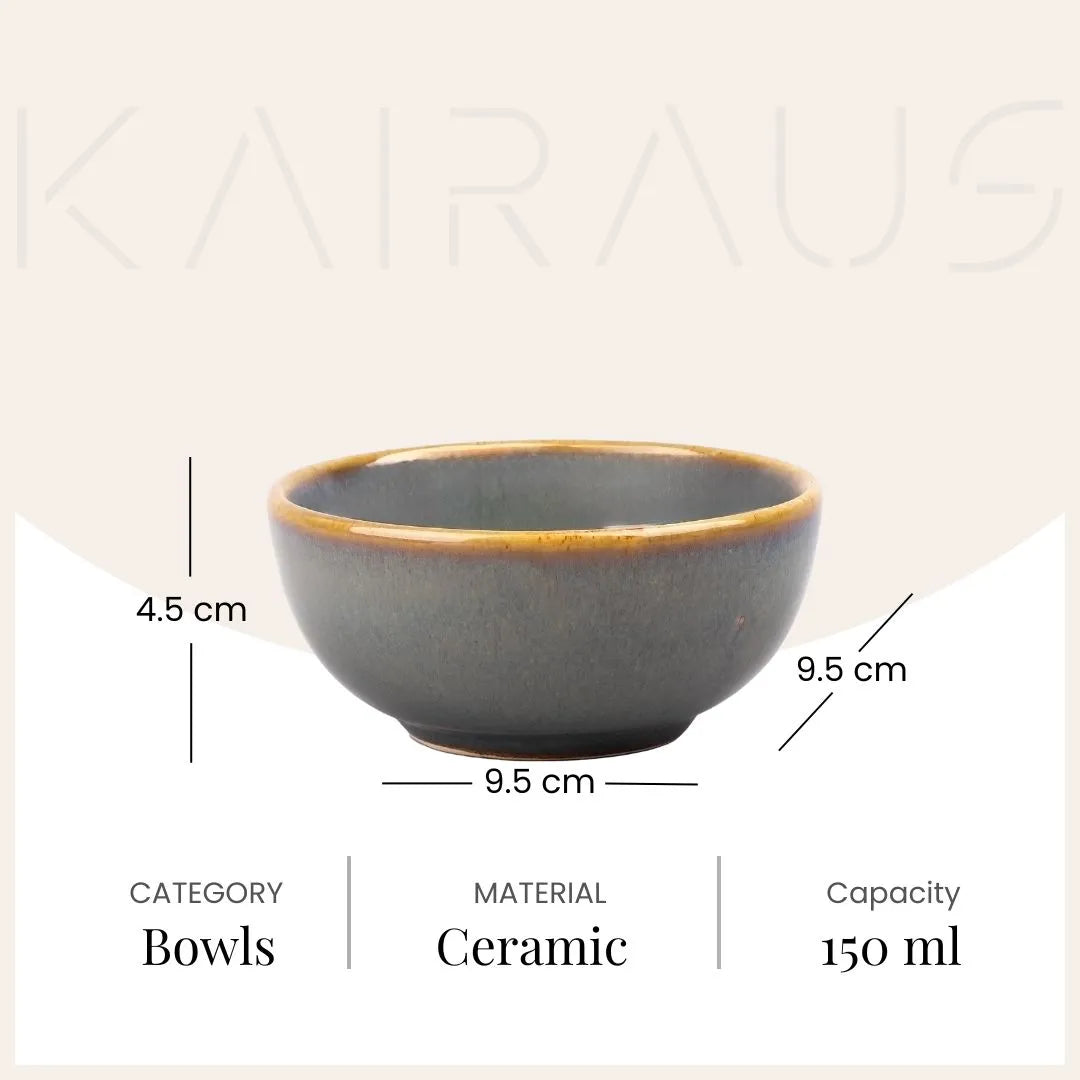 Classic Steel Grey Ceramic Bowl (Set of 4)