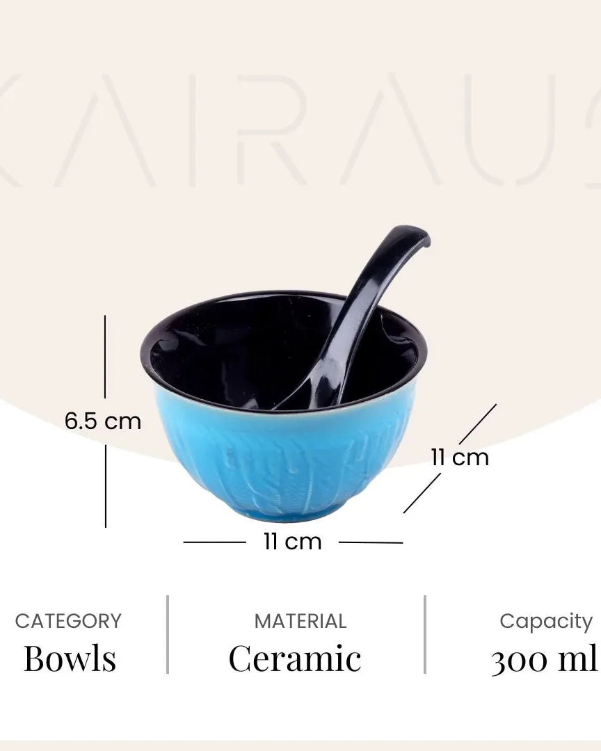 Vibrant Color Pop Bowl Set with Spoons (Set of 6)