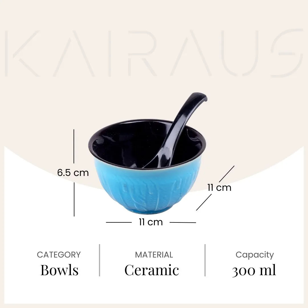 Vibrant Color Pop Bowl Set with Spoons (Set of 6)