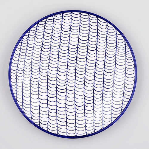 Blue & White Sweep Pattern Ceramic Plates Set of 2 (10.5 Inch)