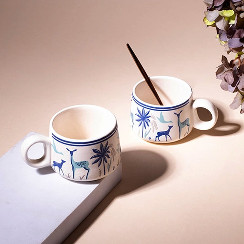 Deer Print Tea Cups (Set of 2)