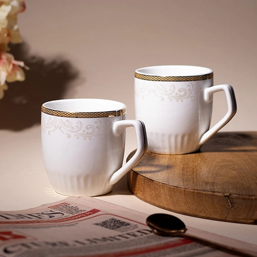 Stylish Porcelain Floral Design Tea Cups (Set of 2)