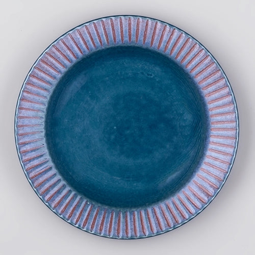 Elegant Aqua Blue Ceramic Snack Plate Set of 6 (9.5 inch)