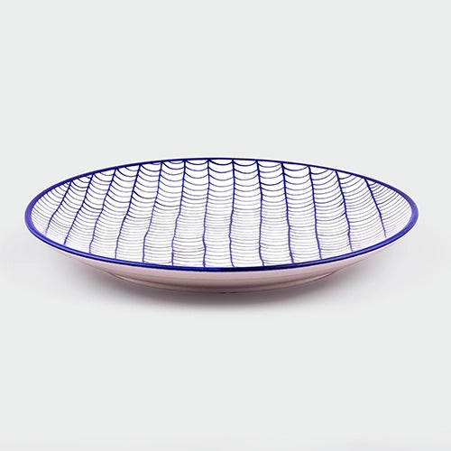 Blue & White Sweep Pattern Ceramic Plates Set of 4 (10.5 Inch)