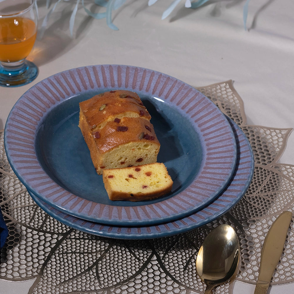 Elegant Aqua Blue Ceramic Snack Plate Set of 2 (9.5 inch)