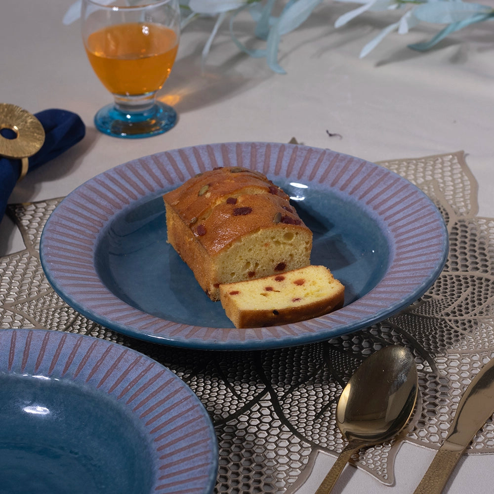 Elegant Aqua Blue Ceramic Snack Plate Set of 2 (9.5 inch)