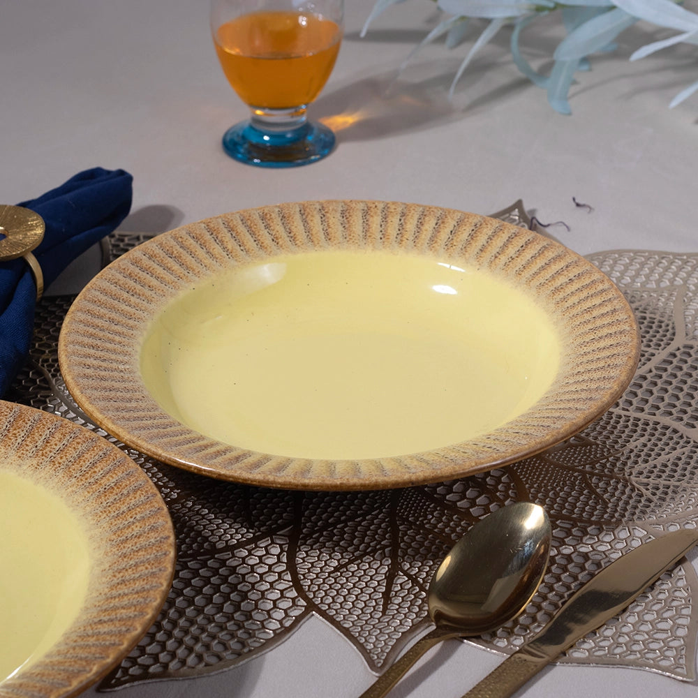 Pastel Yellow Ceramic Pasta Plate Set of 4 (10 inch)