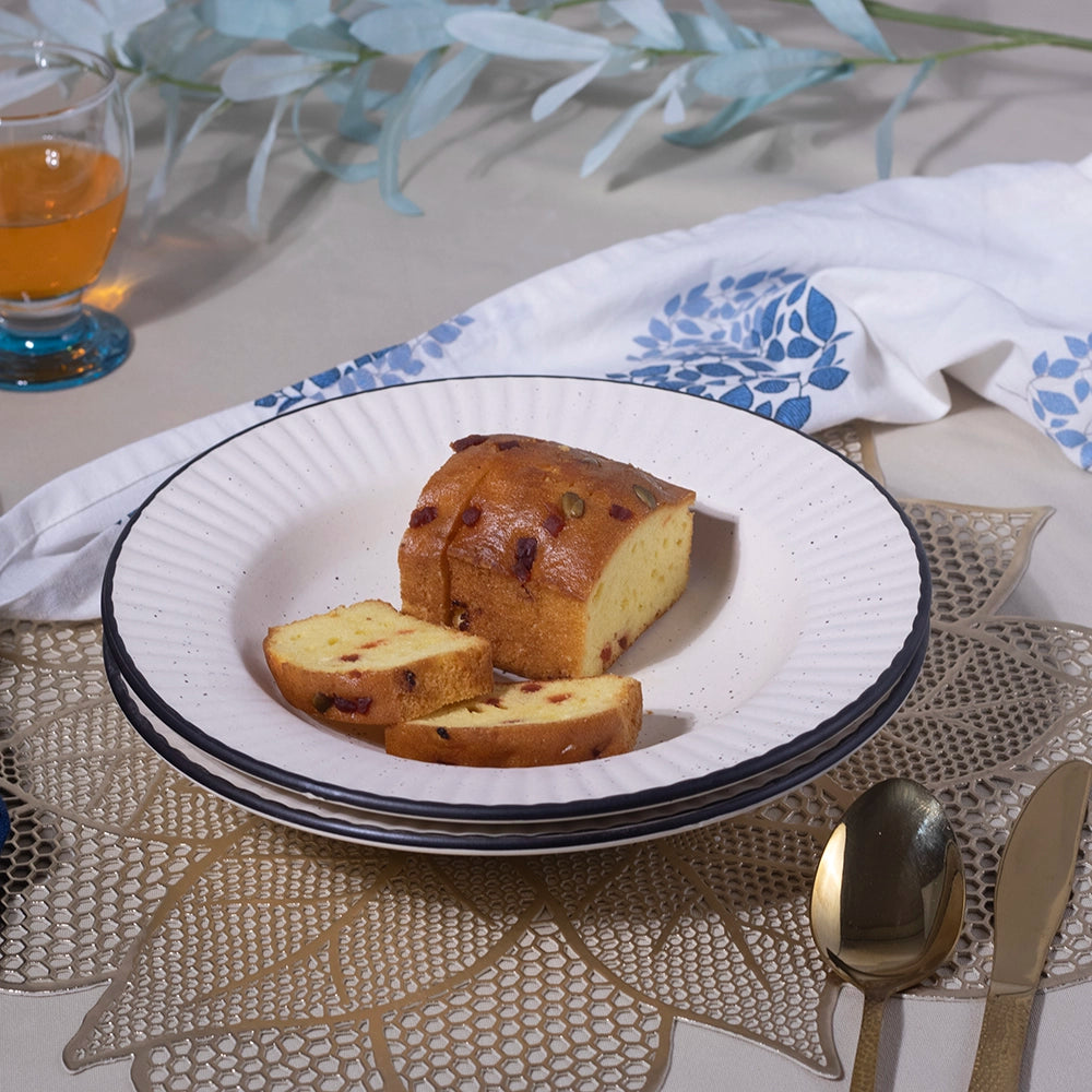 Stunning White & Black Ceramic Snack Plate Set of 6 (9.5 inch)