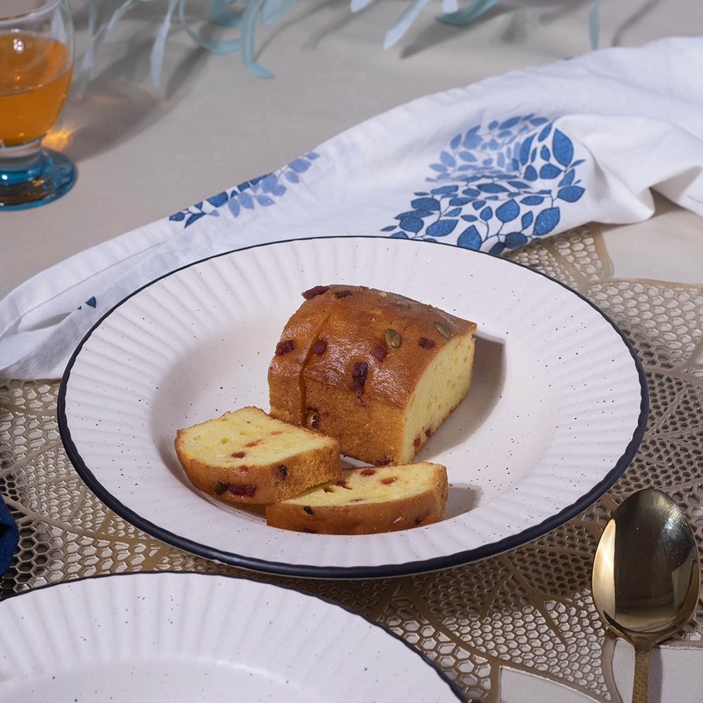 Stunning White & Black Ceramic Snack Plate Set of 2 (9.5 inch)