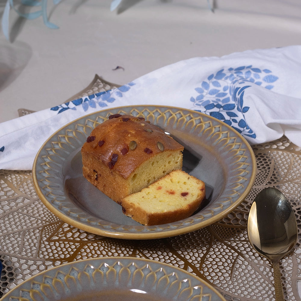 Chic Embossed Ceramic Pasta Plates Set of 4 (7.5 inch)