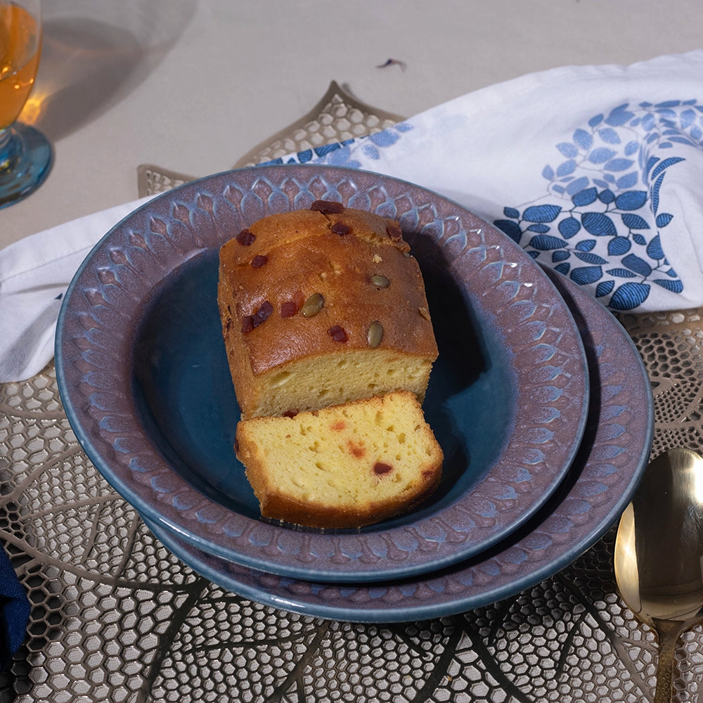 Vintage Blue Ceramic Snack Plate Set of 4 (7.5 inch)