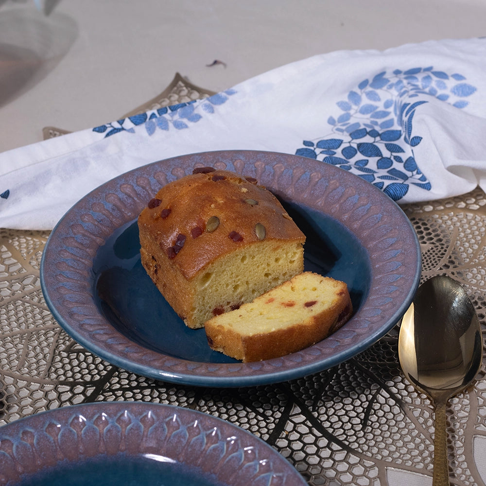Vintage Blue Ceramic Snack Plate Set of 2 (7.5 inch)