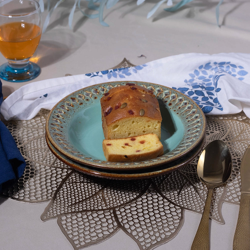 Aesthetic Aqua Ceramic Snack Plates Set of 6 (7.5 inch)