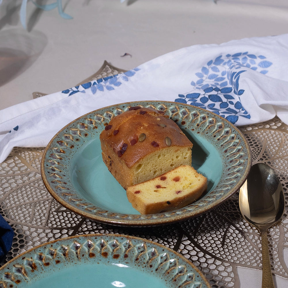 Aesthetic Aqua Ceramic Snack Plates Set of 6 (7.5 inch)