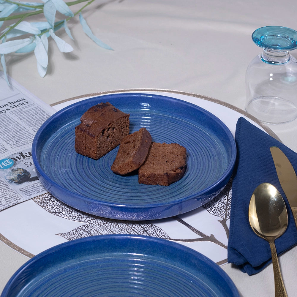 Blooming Blue Ceramic Snack Plates Set of 6 (9 inch)
