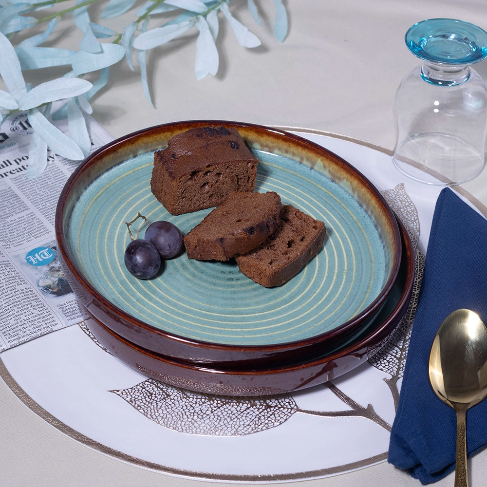 Stylish Sea Green Ceramic Snack Plates Set of 2 (9 inch)