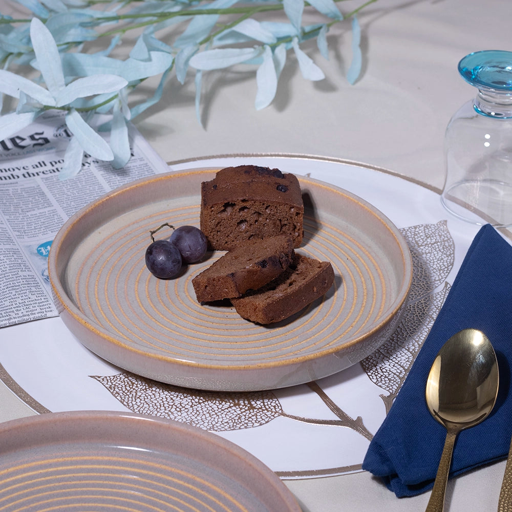 Glossy Textured Ceramic Snack Plates Set of 6 (9 inch)