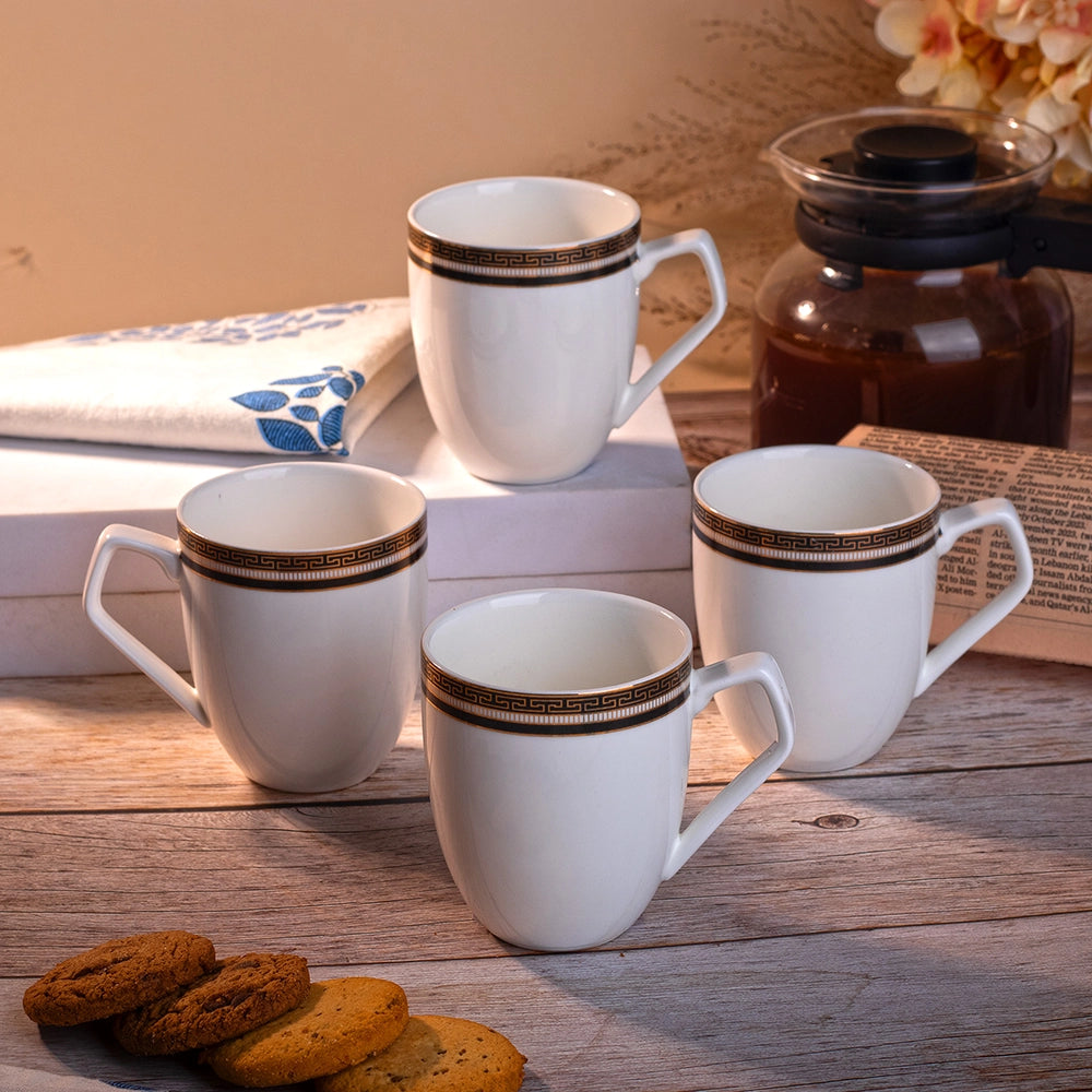 Classic White Ceramic Cup (Set of 4)