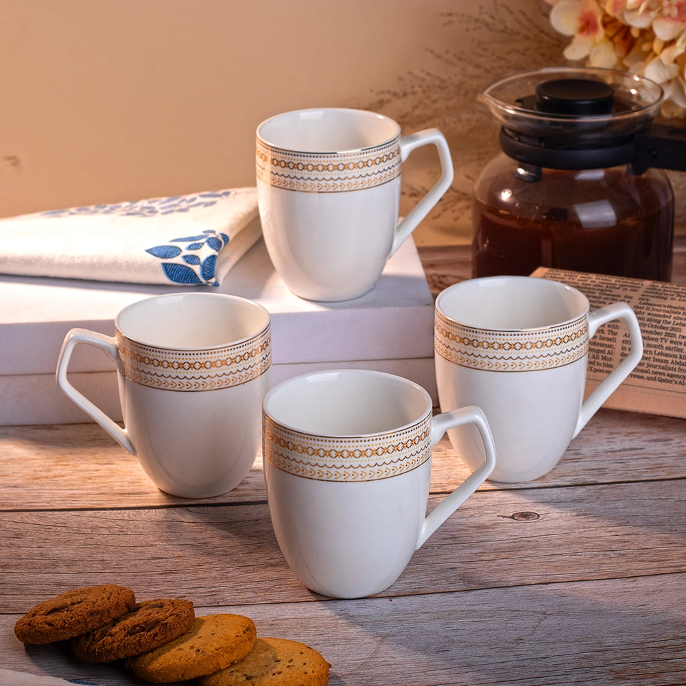 Luxury White and Gold Cup (Set of 4)