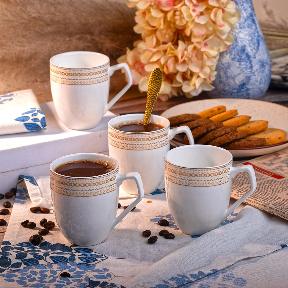 Luxury White and Gold Cup (Set of 4)