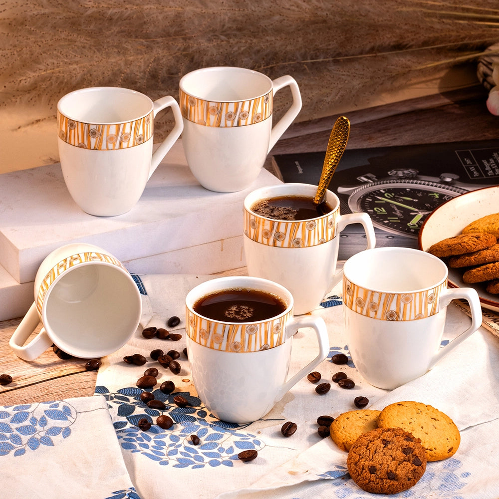 Opulent Gold Printed Tea Cup (Set of 6)