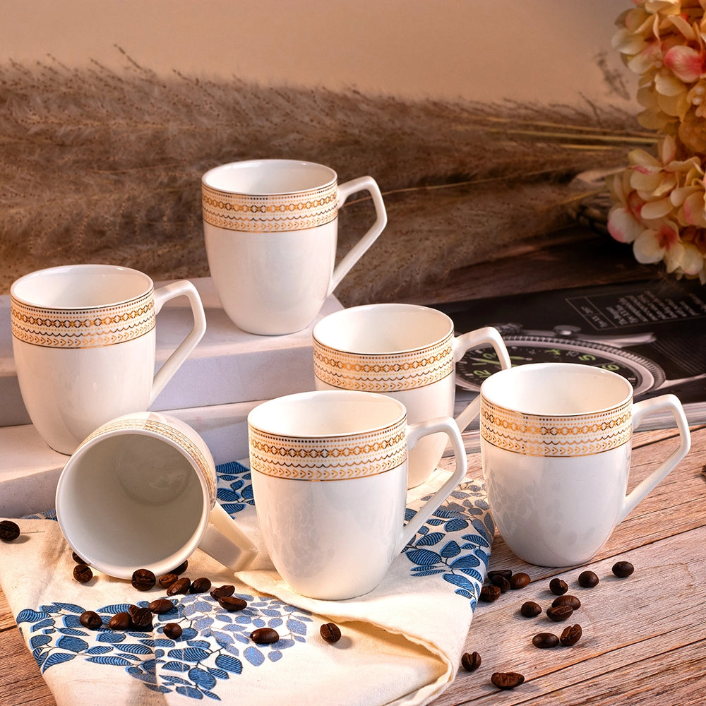 Luxury White and Gold Cup (Set of 6)