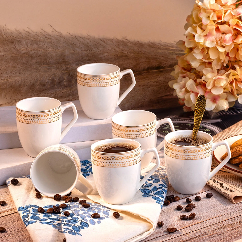 Luxury White and Gold Cup (Set of 6)