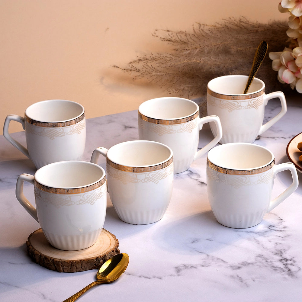 White Gold Porcelain Cup (Set of 6)