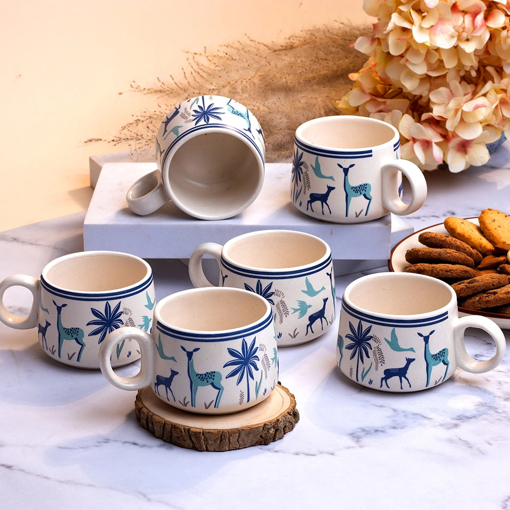 Deer Print Tea Cups (Set of 6)
