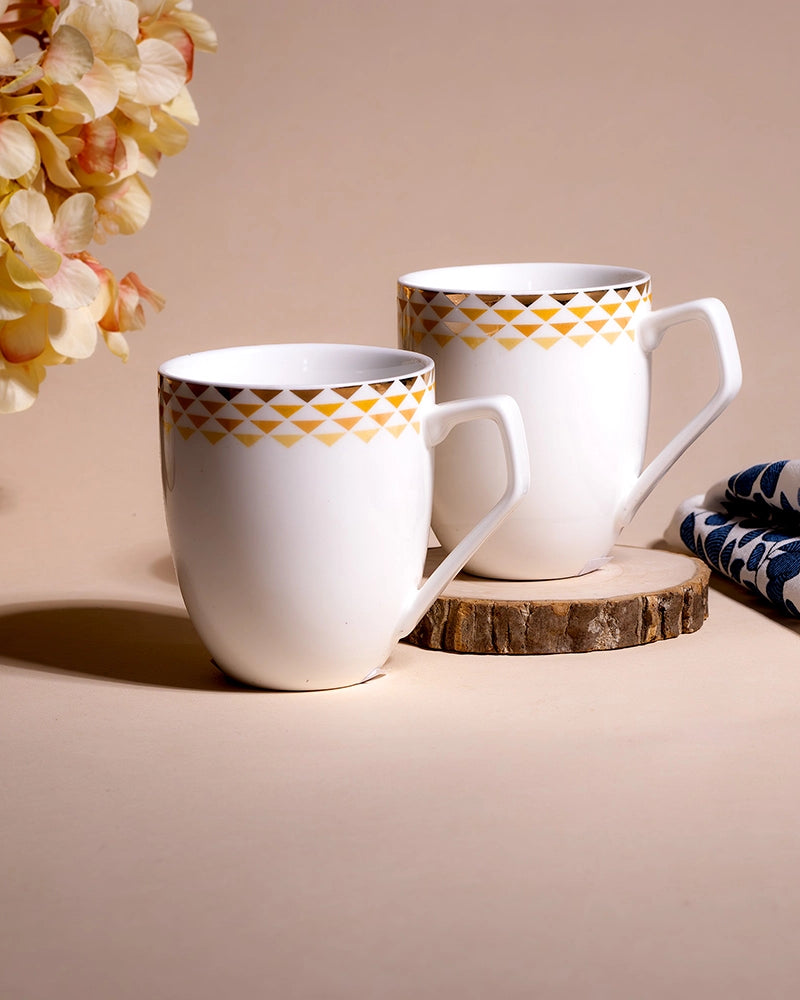 White and Gold Printed Tea Cup (Set of 2)