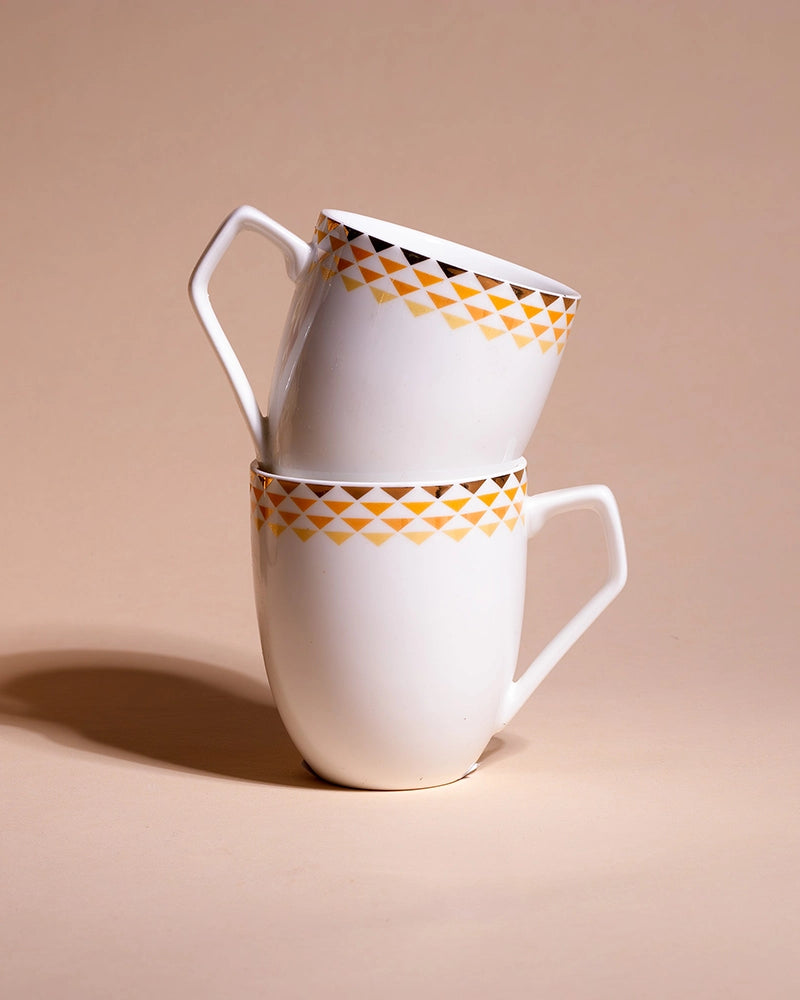 White and Gold Printed Tea Cup (Set of 2)