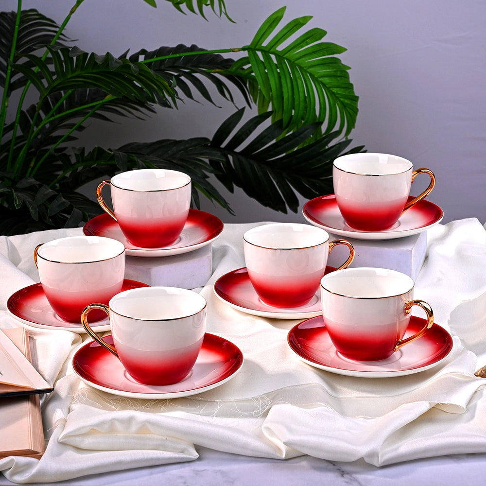Regal Red Cup and Saucer (Set of 6)