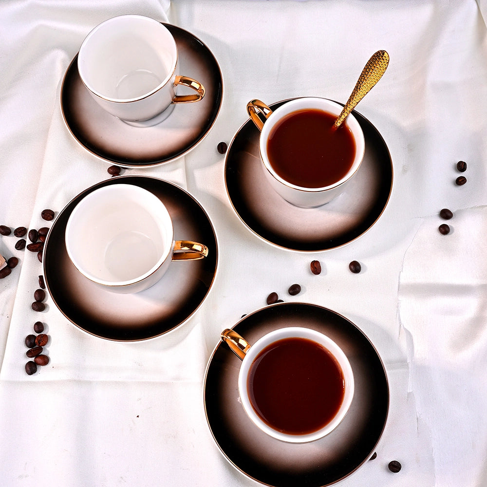 Elegant Porcelain Cup and Saucer (Set of 4)