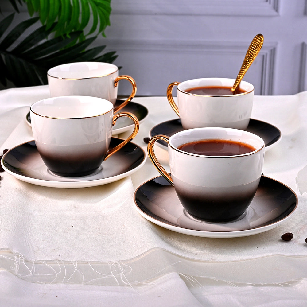 Elegant Porcelain Cup and Saucer (Set of 4)