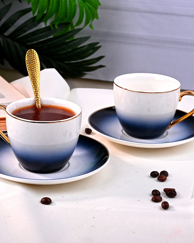 Luxury Blue Porcelain Tea Cup Set of 2