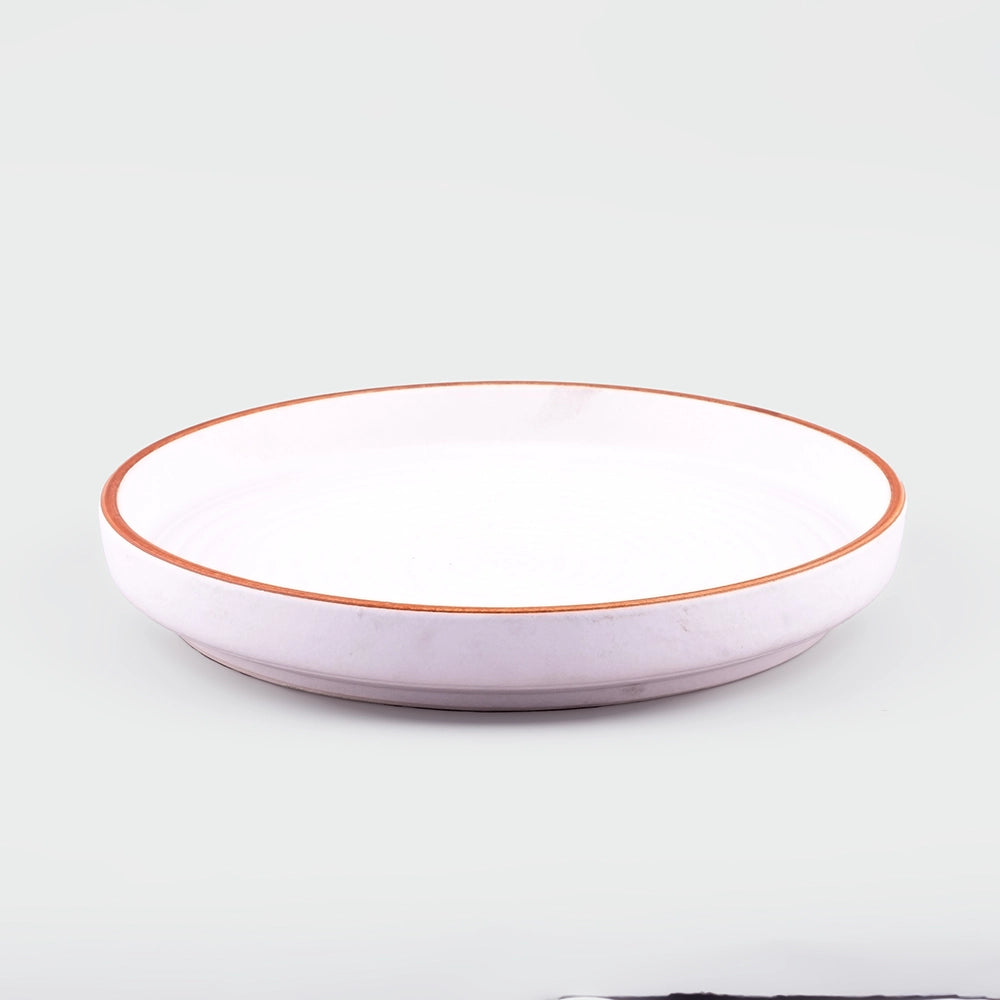 Whimsical White Ceramic Snack Plates Set of 6 (9 inch)