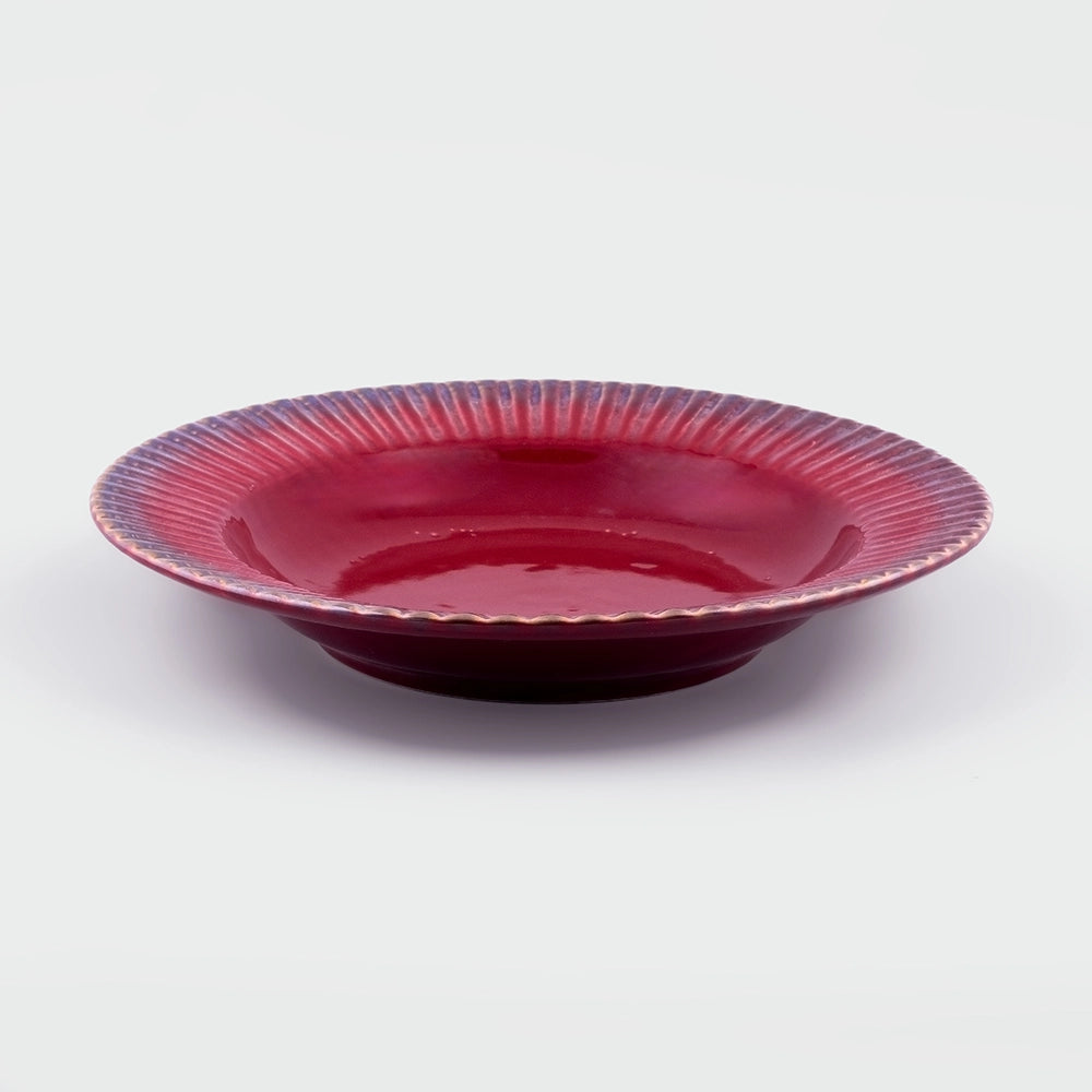 Majestic Maroon Ceramic Pasta Plates Set of 4 (9.5 inch)