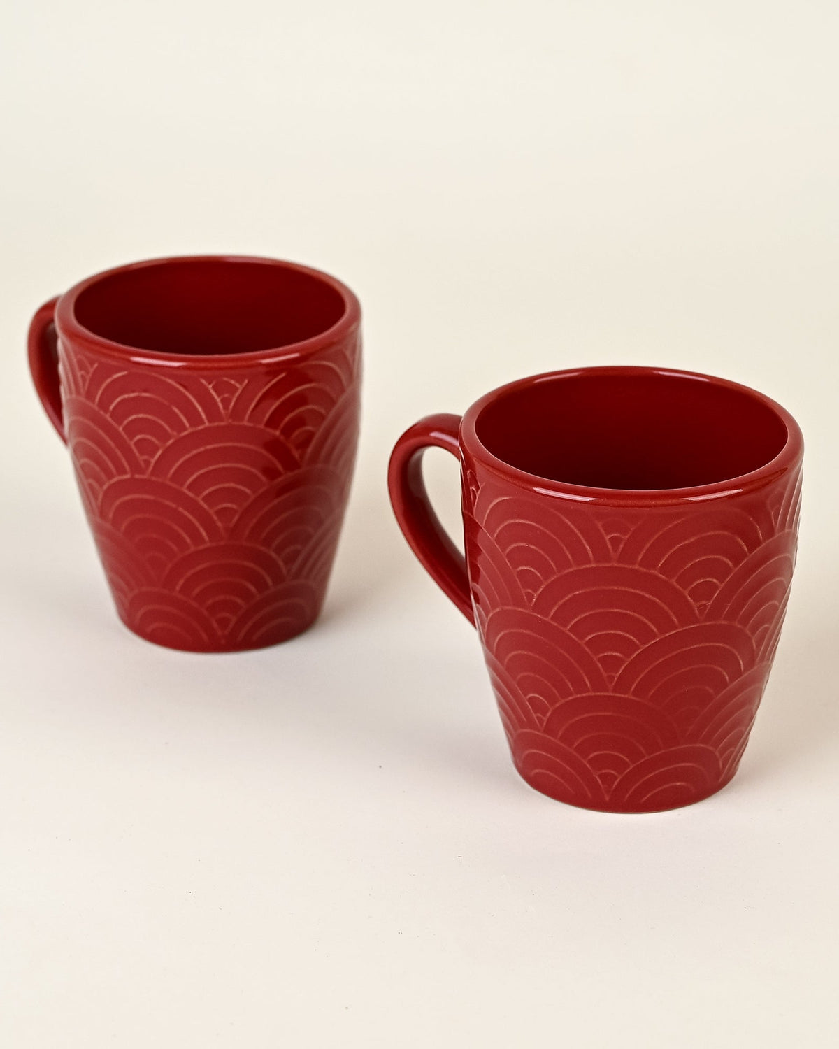 Scarlet Red Solid Ceramic Coffee Mug Set of 2