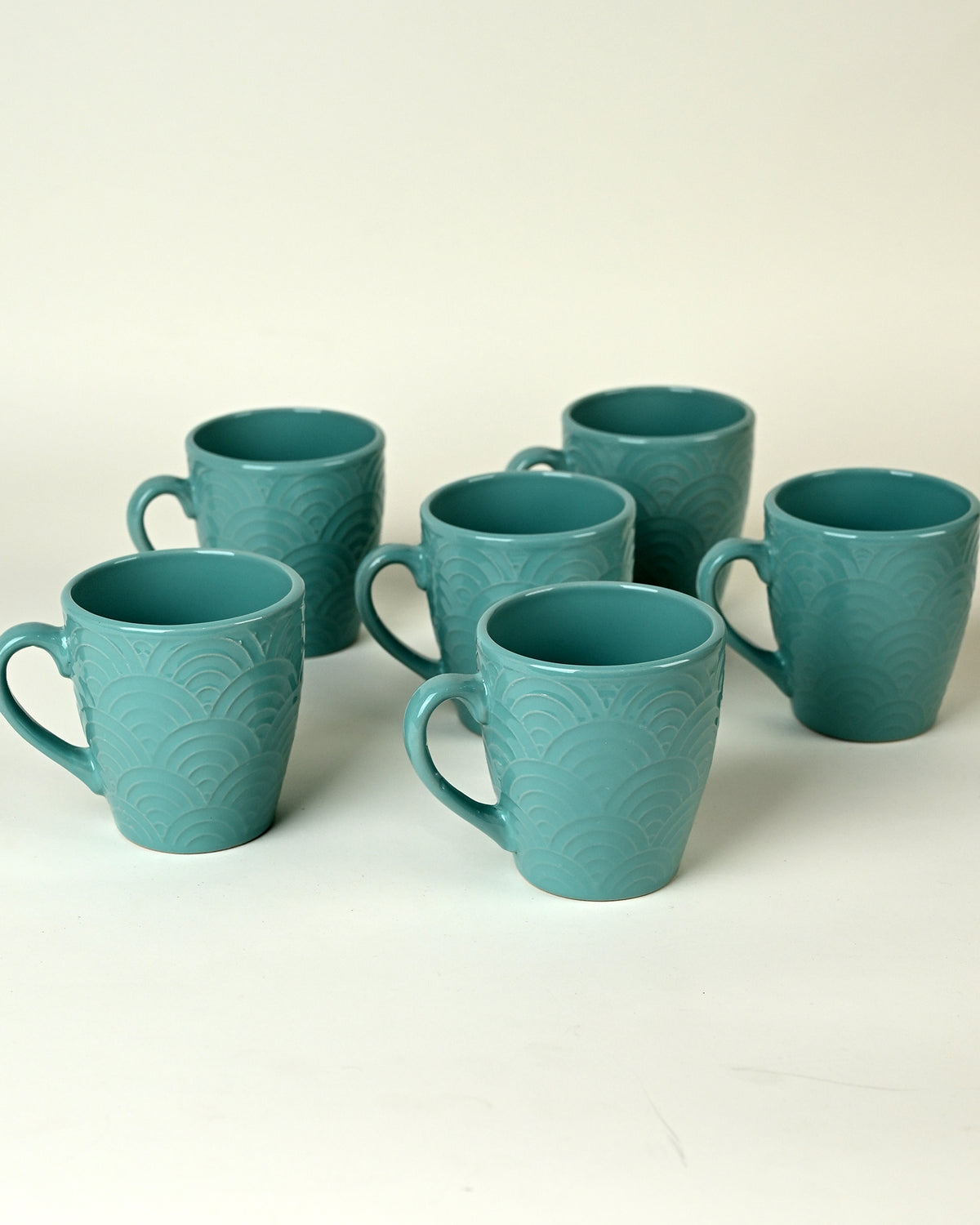 Sea Foam Ceramic Coffee Mug Set of 6