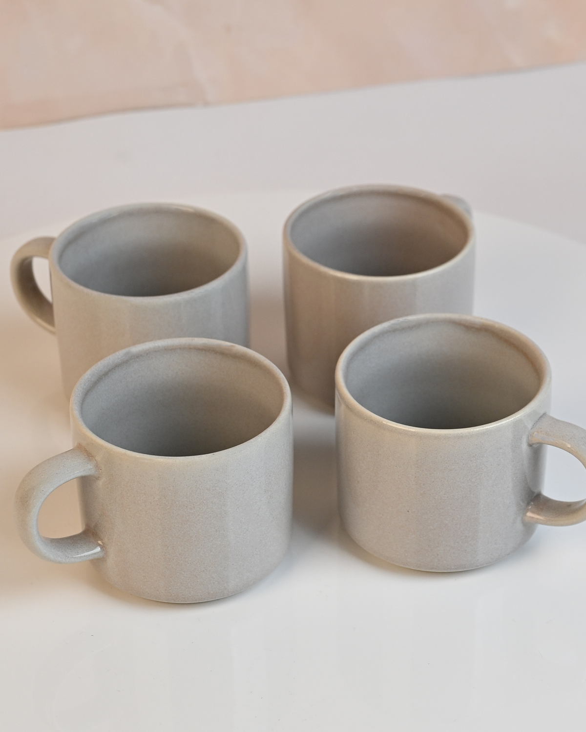 Silver Lustrous New Bone China Tea Cups Set of 4
