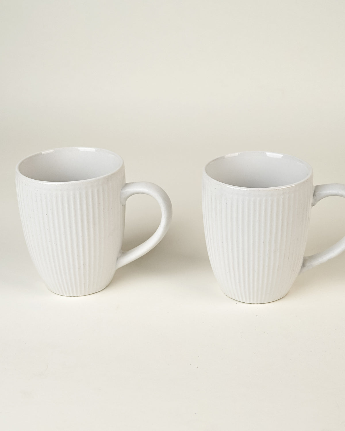 Snow White Ceramic Coffee Mug Set of 2