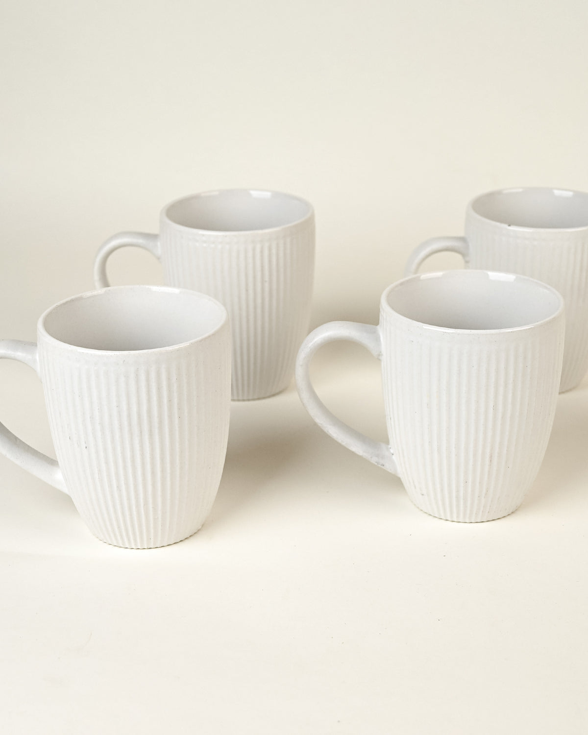 Snow White Ceramic Coffee Mug Set of 4