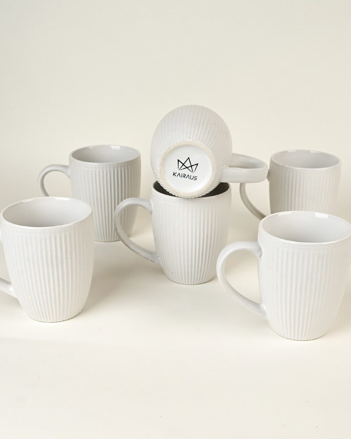Snow White Ceramic Coffee Mug Set of 6