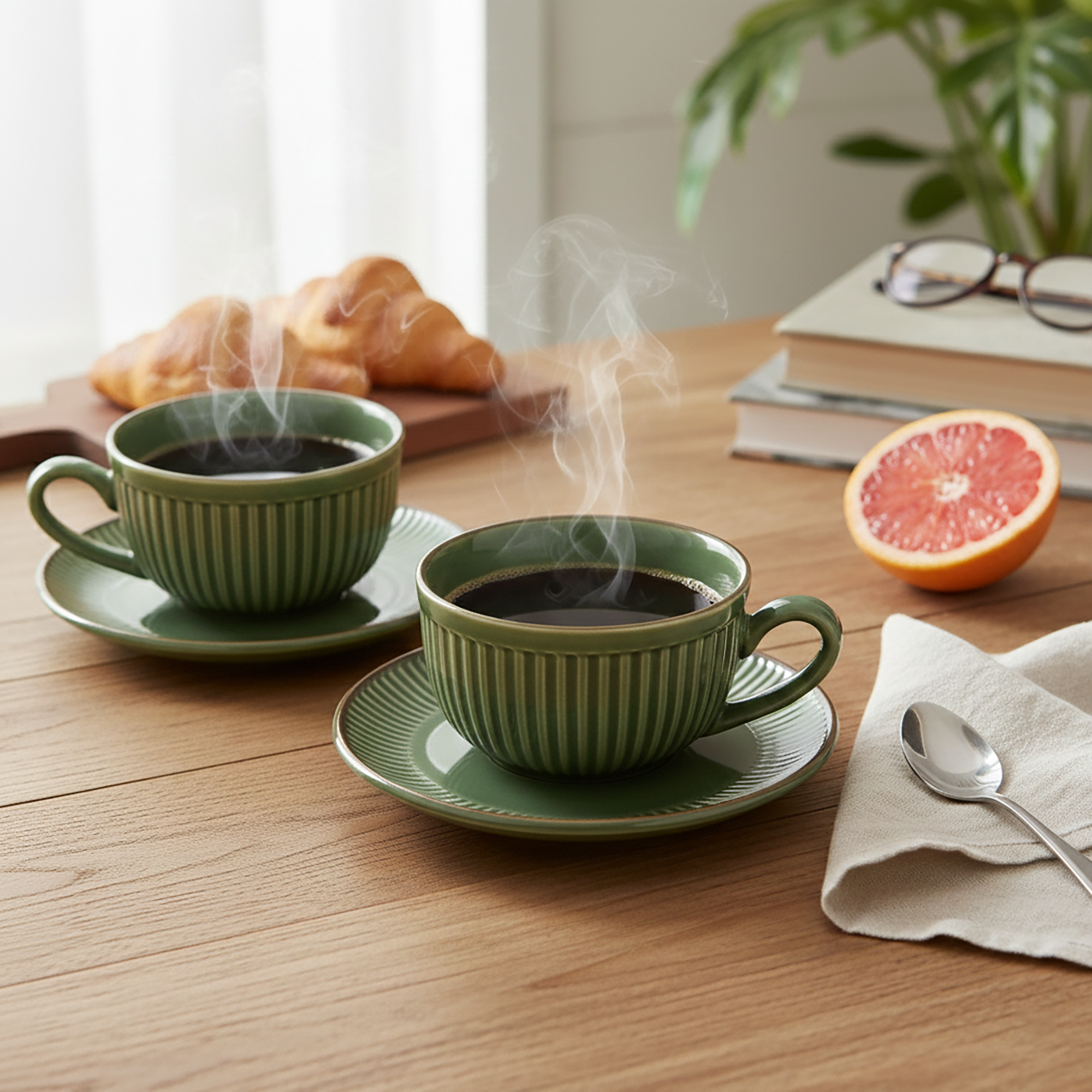 New Bone China Tea Cups - Green