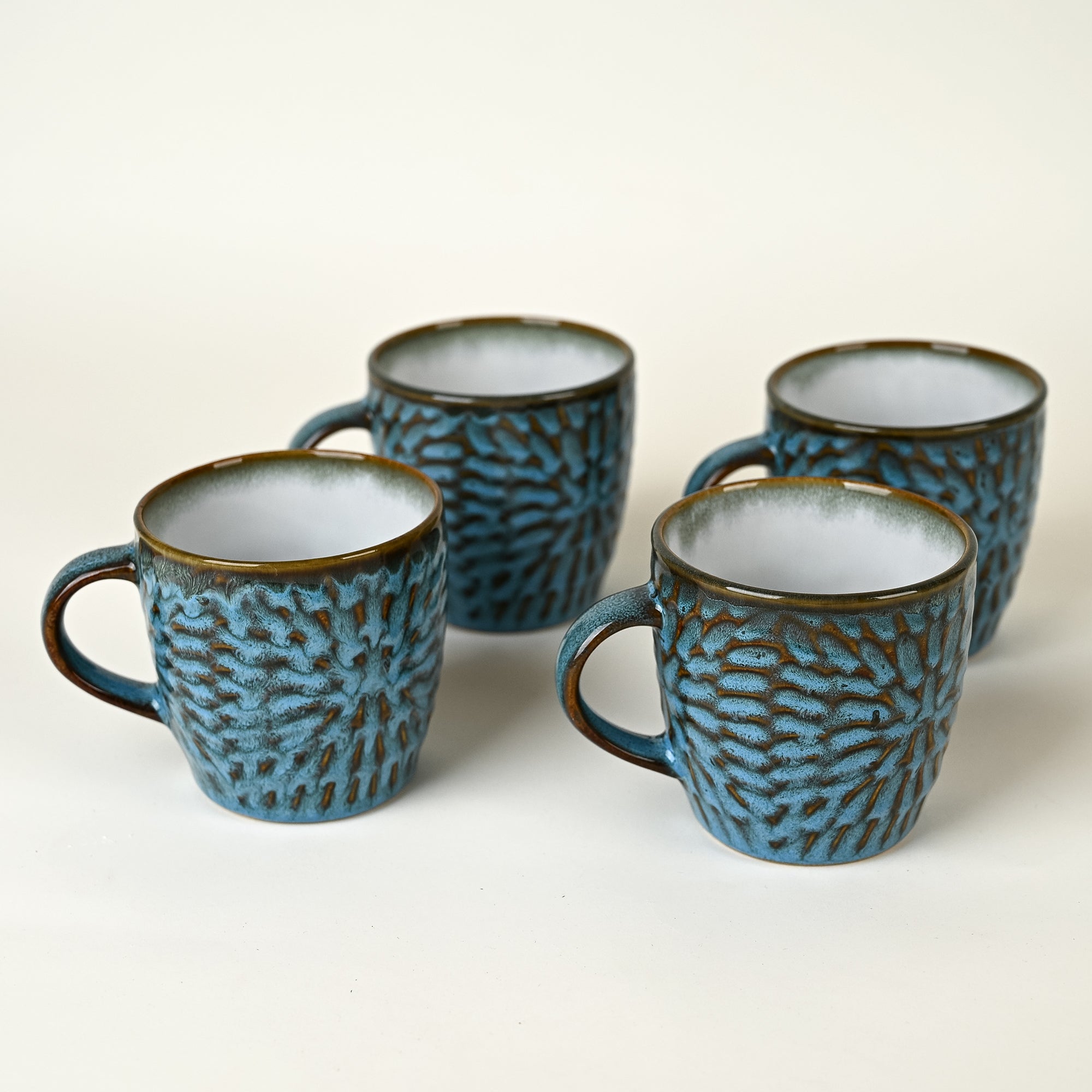 Uranian Blue Ceramic Tea Cup Set of 4