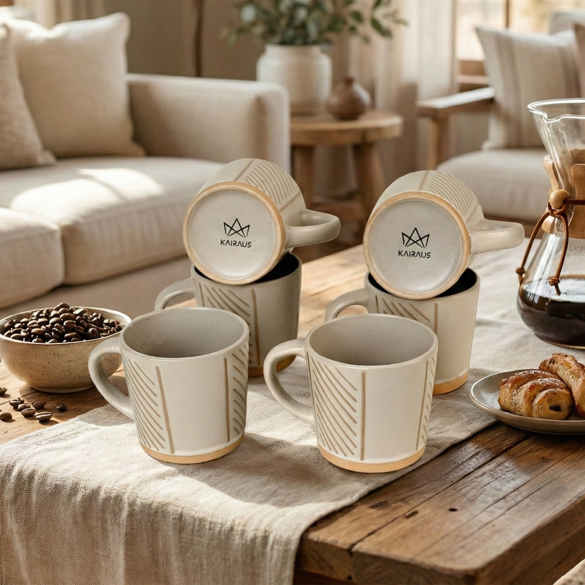 Wool Beige Set of 6