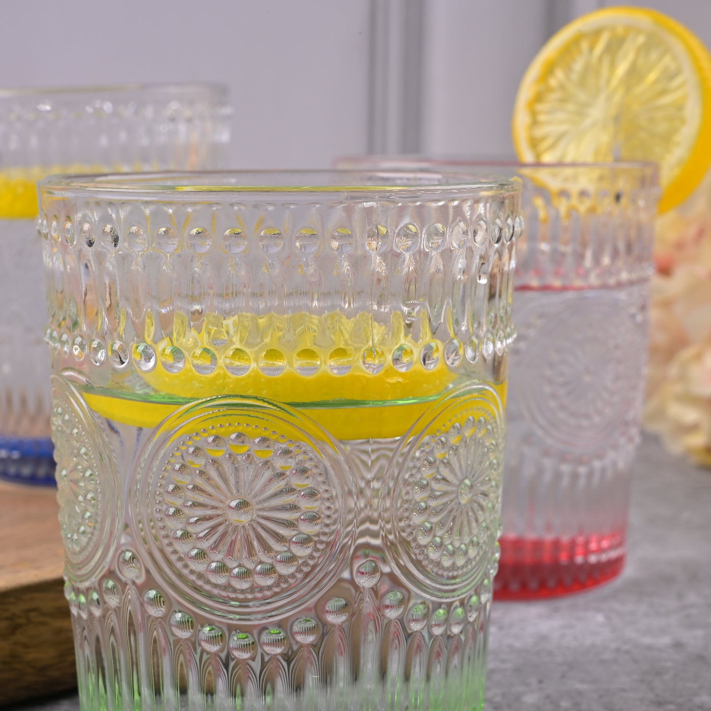 Multicolor Textured Drinking Glasses (Set of 6)