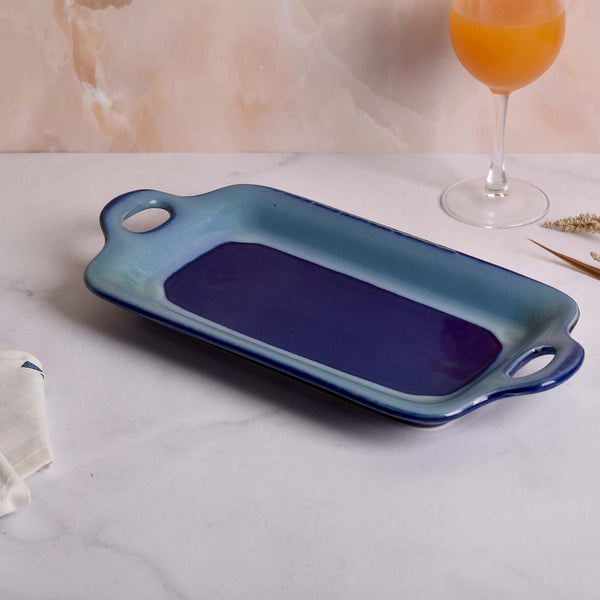 Aqua & Navy Ceramic Platter