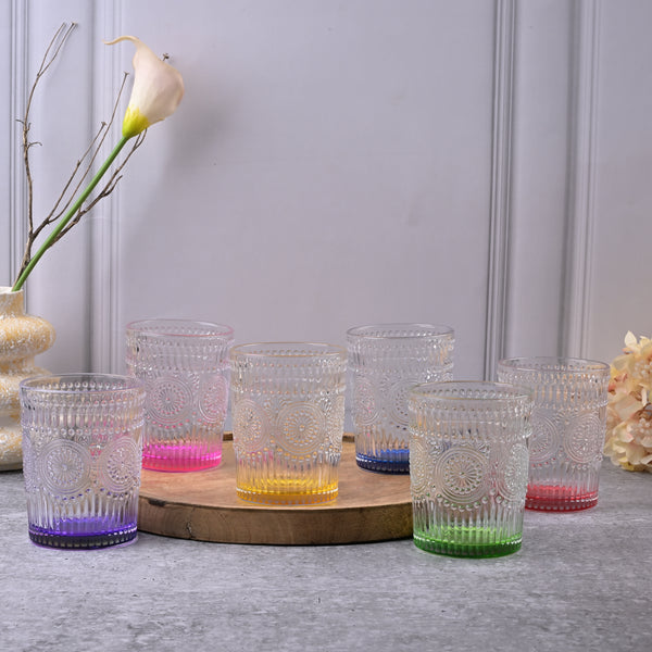 Multicolor Textured Drinking Glasses (Set of 6)